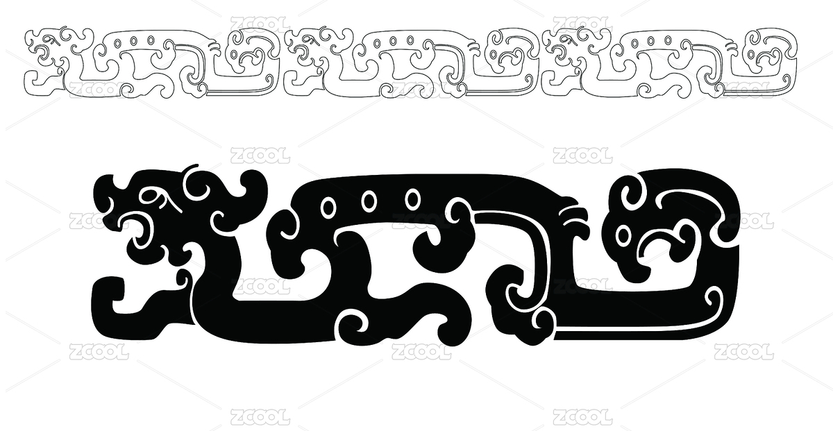 传统的黑白装饰夔龙纹图案 白色背景（主预览-3962350） - 未分类 - 站酷设计师回见孙悟空原创素材 - 站酷ZCOOL