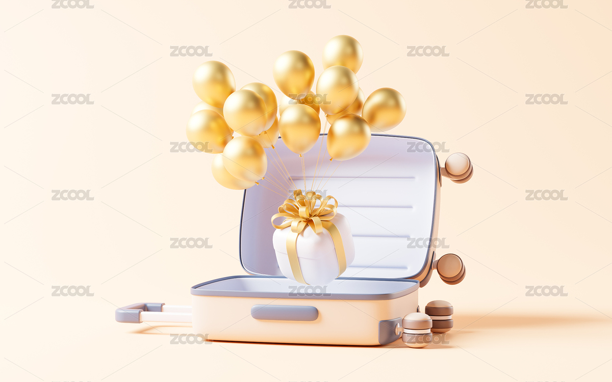卡通行李箱與旅行主題3D渲染（主預(yù)覽-3285993） - 未分類 - 站酷設(shè)計(jì)師VinkFan原創(chuàng)素材 - 站酷ZCOOL