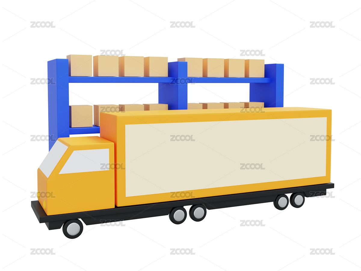 黃色貨運(yùn)車(chē)和貨架3D快遞運(yùn)輸元素（主預(yù)覽-5668523） - 未分類 - 站酷設(shè)計(jì)師h5efD8cyQR原創(chuàng)素材 - 站酷ZCOOL