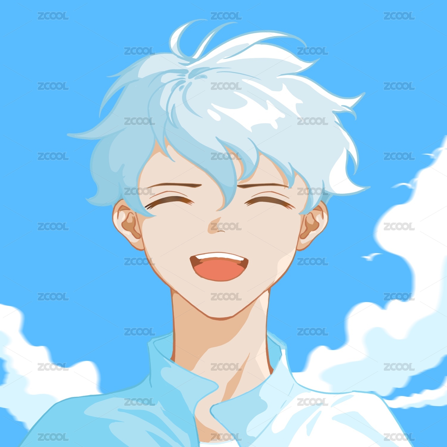 银发二次元动漫男生头像