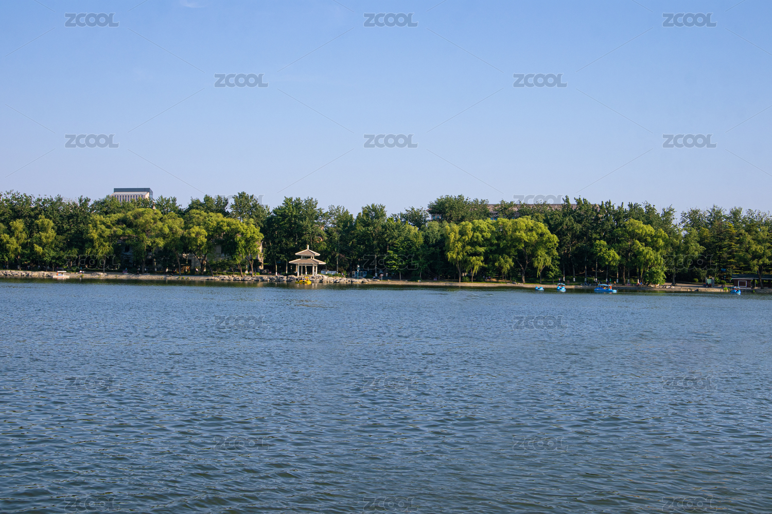 北京玉渊潭公园湖岸风光摄影