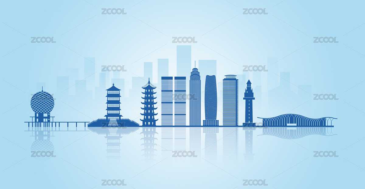 中国山东省烟台市地标建筑剪影（主预览-8083127） - 未分类 - 站酷设计师墨者设计原创素材 - 站酷ZCOOL