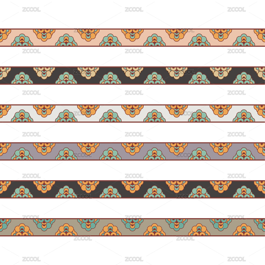 敦煌紋樣二方連續(xù)圖案無縫紋理圖貼紙（主預覽-6948760） - 未分類 - 站酷設計師淺夏的海原創(chuàng)素材 - 站酷ZCOOL
