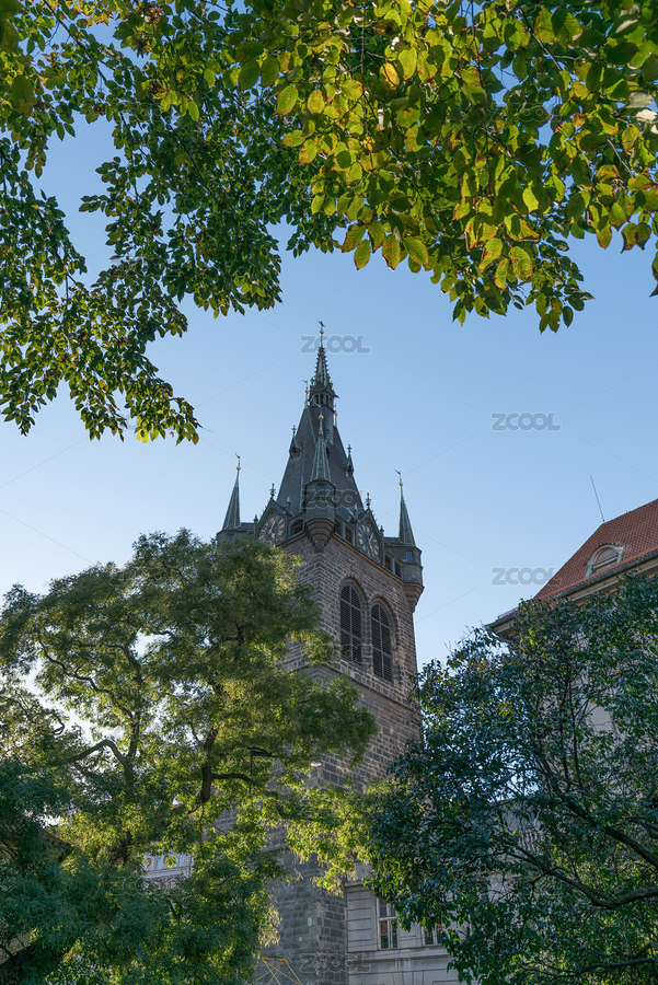 捷克布拉格老城建筑，陽光下的教堂塔樓（主預(yù)覽-8927295） - 未分類 - 站酷設(shè)計師北斗星云原創(chuàng)素材 - 站酷ZCOOL