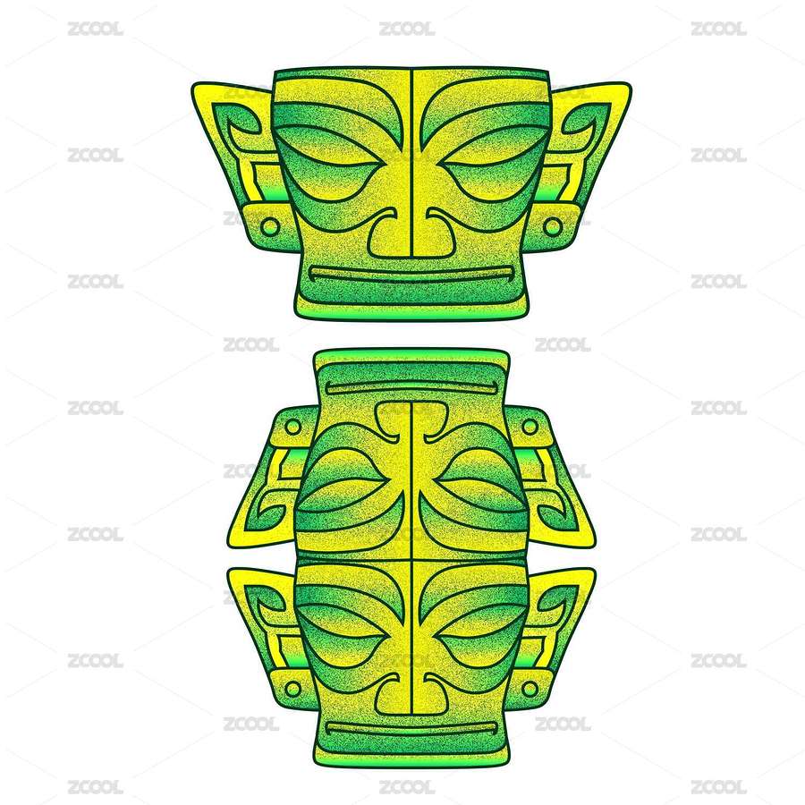 三星堆面具矢量艺术插画（主预览-7295836） - 未分类 - 站酷设计师字言字语1314原创素材 - 站酷ZCOOL
