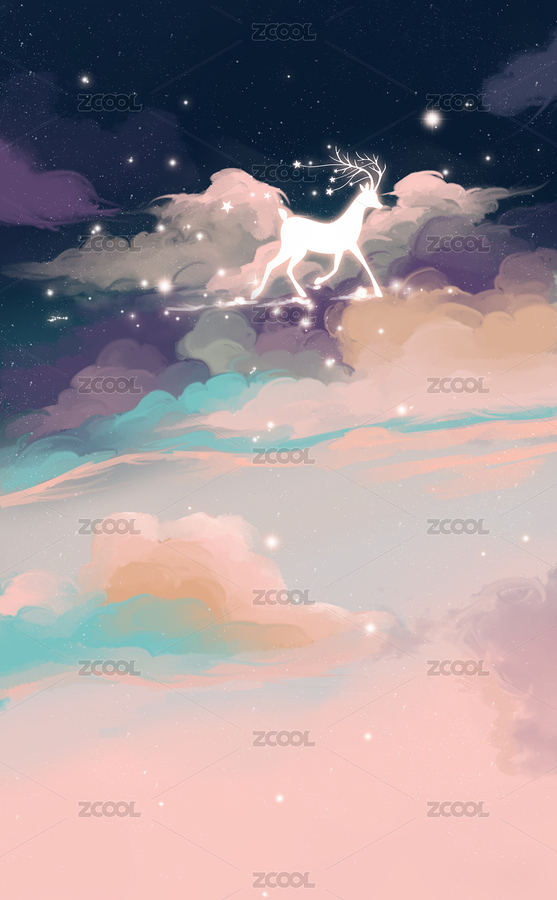 夜晚天空靈鹿行走背景插畫（主預(yù)覽-3269407） - 未分類 - 站酷設(shè)計(jì)師冰小凝原創(chuàng)素材 - 站酷ZCOOL