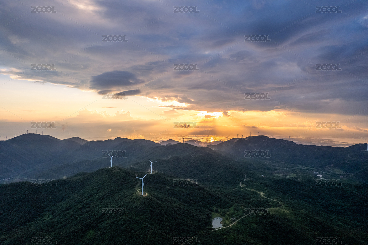 风力发电清洁能源日出山脉大气航拍（主预览-2902135） - 未分类 - 站酷设计师吃不胖的Lin原创素材 - 站酷ZCOOL