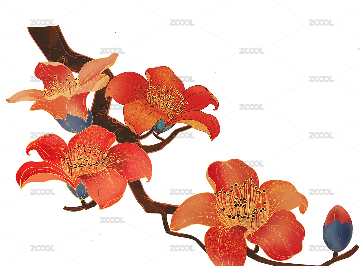 木棉花（主預覽-6025511） - 未分類 - 站酷設計師墨器手繪原創(chuàng)素材 - 站酷ZCOOL