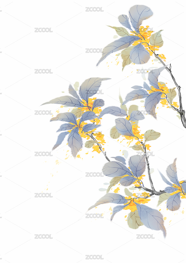 唯美國風(fēng)秋日桂花插畫（主預(yù)覽-2986504） - 未分類 - 站酷設(shè)計(jì)師見手青303原創(chuàng)素材 - 站酷ZCOOL