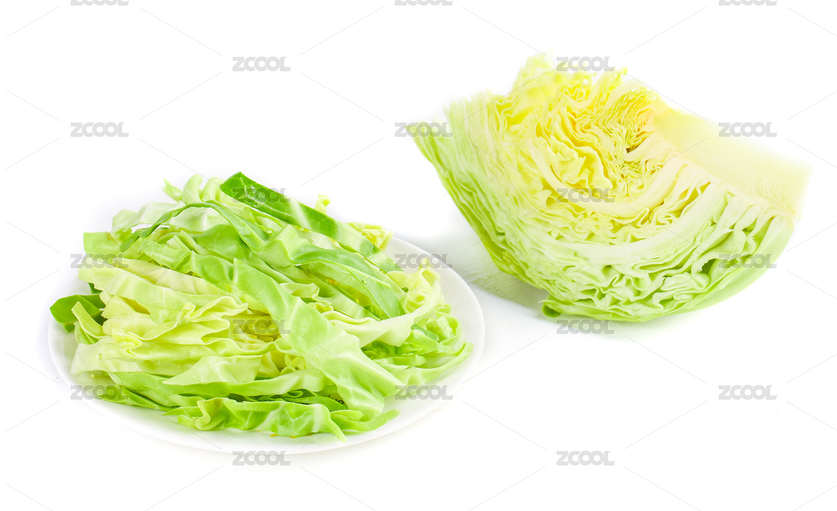 白底上放著一盤切絲的包菜和一塊甘藍（主預覽-8307956） - 未分類 - 站酷設計師PAOPAO攝影工作室原創(chuàng)素材 - 站酷ZCOOL