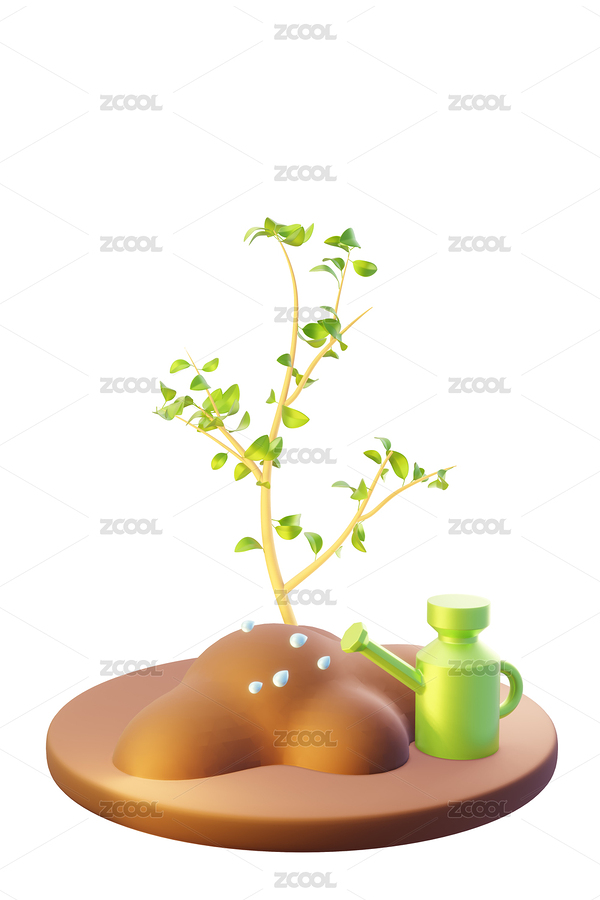 3d植樹(shù)節(jié)為小樹(shù)松土澆水小場(chǎng)景插畫元素（主預(yù)覽-9016197） - 未分類 - 站酷設(shè)計(jì)師monster藍(lán)原創(chuàng)素材 - 站酷ZCOOL