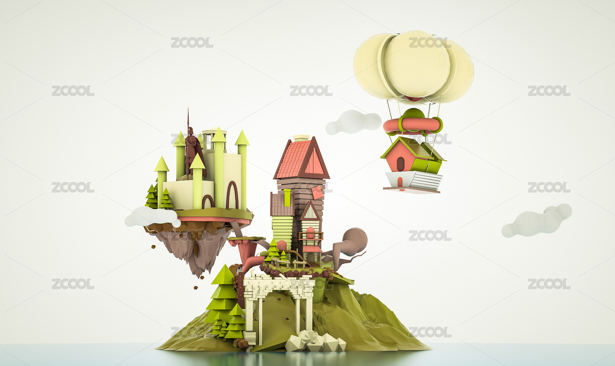 清新唯美的小島古堡插圖（主預(yù)覽-7235120） - 未分類 - 站酷設(shè)計(jì)師老七的秘密原創(chuàng)素材 - 站酷ZCOOL