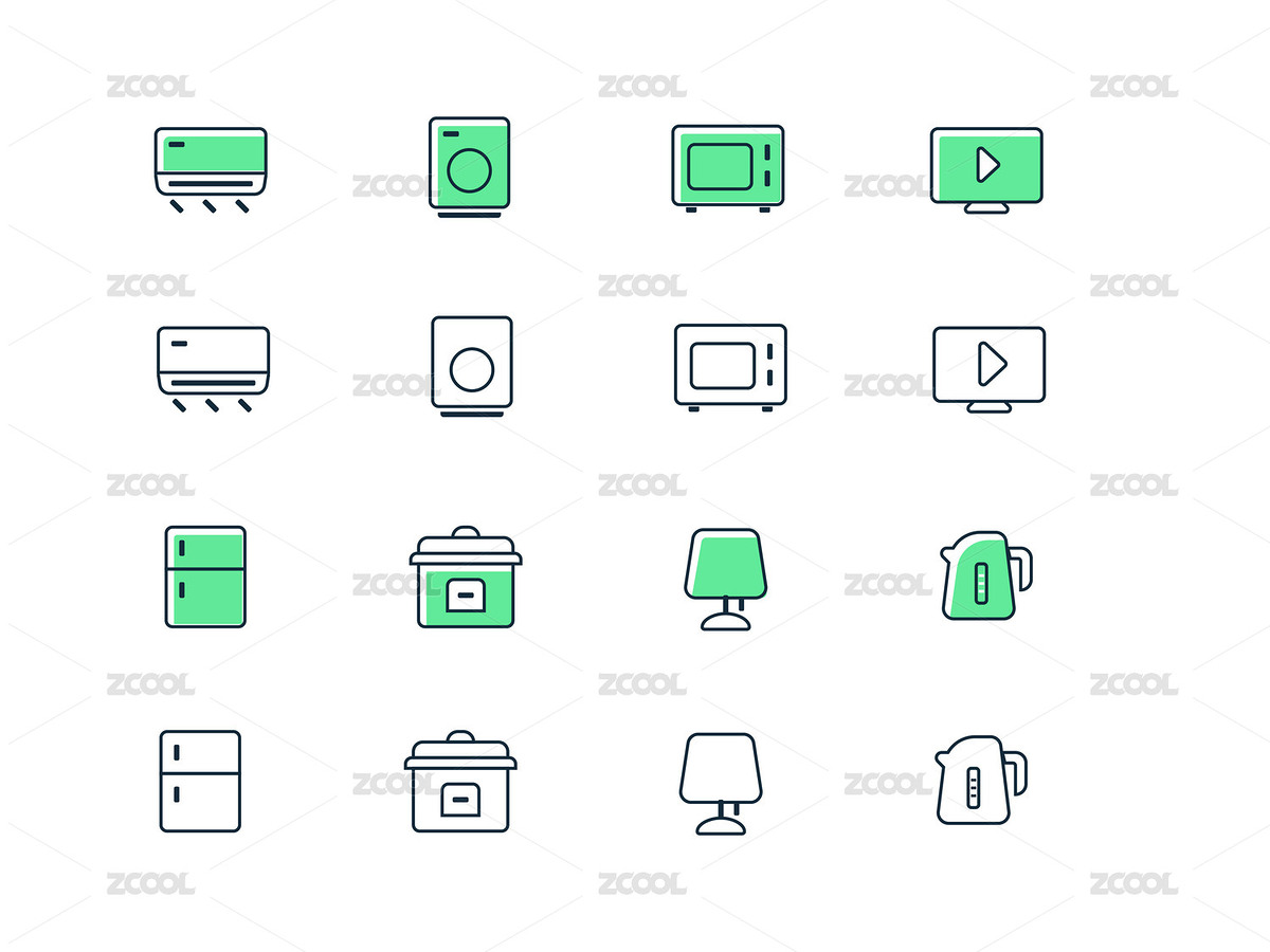 线面结合电器图标线性icon（主预览-3234905） - 未分类 - 站酷设计师奔跑的蜗牛呀原创素材 - 站酷ZCOOL