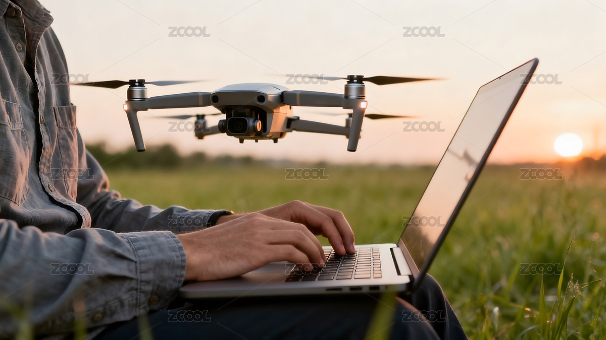 無人機操作與夕陽田野（主預(yù)覽-12266717） - 未分類 - 站酷設(shè)計師遮天視覺原創(chuàng)素材 - 站酷ZCOOL
