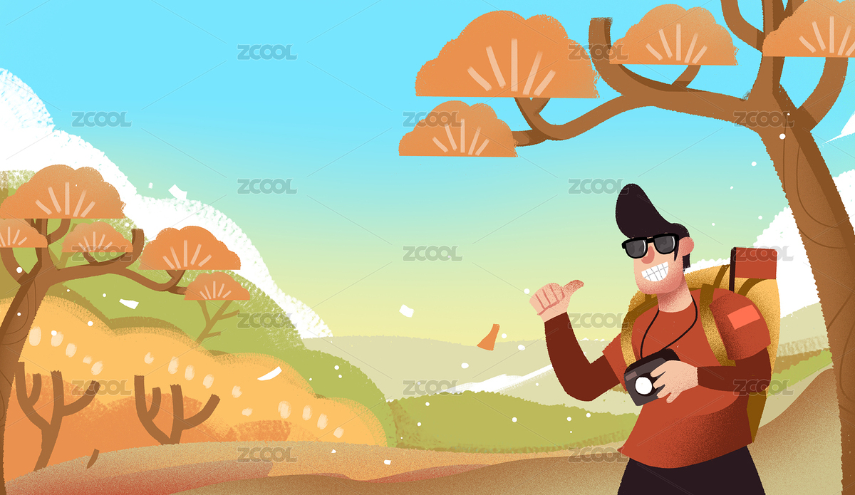 卡通手繪男人秋游旅行節(jié)假日旅游海報(bào)插畫（主預(yù)覽-6458496） - 未分類 - 站酷設(shè)計(jì)師華仔DAOHUA原創(chuàng)素材 - 站酷ZCOOL