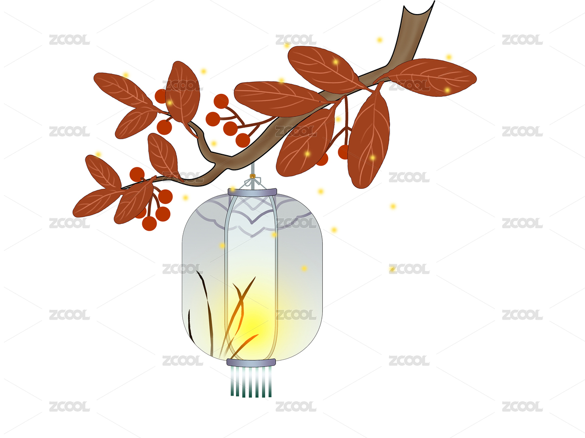 紅棕色樹葉秋天色淺藍(lán)色寒衣節(jié)白色燈籠（主預(yù)覽-4851159） - 未分類 - 站酷設(shè)計師he562998224原創(chuàng)素材 - 站酷ZCOOL