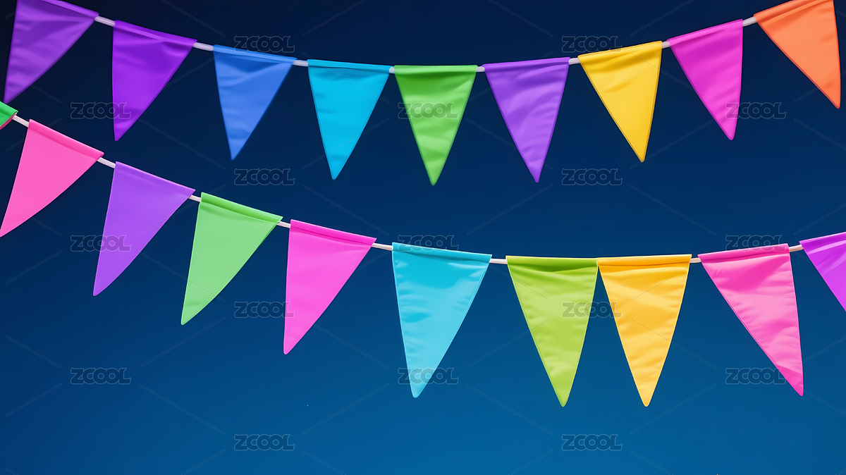 彩色三角旗飘扬在蓝天（主预览-12970134） - 未分类 - 站酷设计师燃影馆原创素材 - 站酷ZCOOL