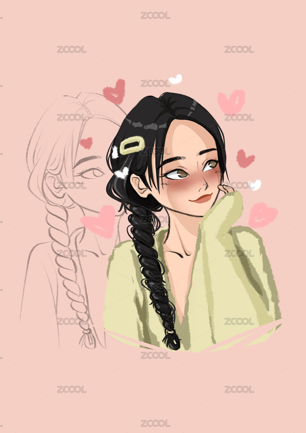 美丽的女性人物动漫插画