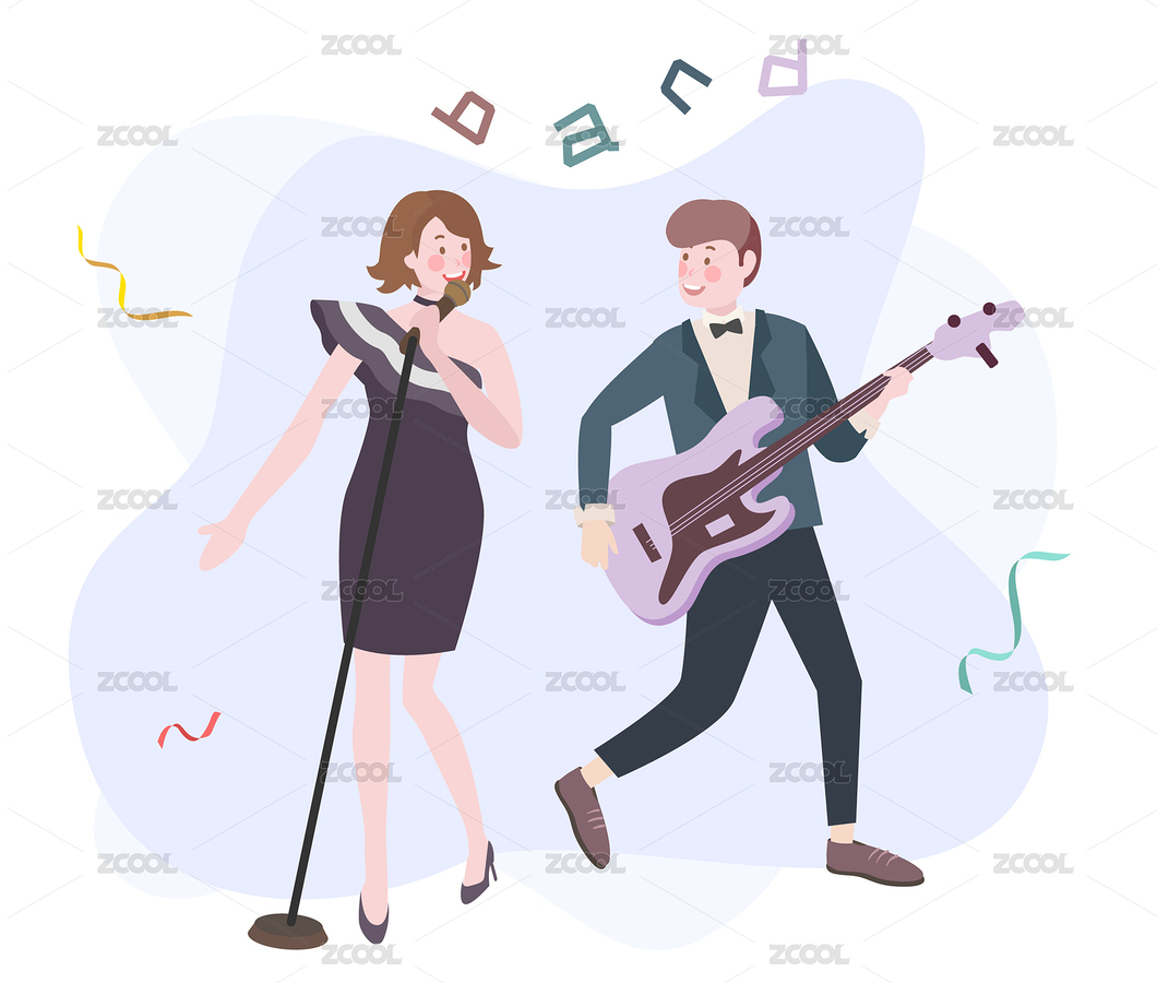 樂隊主唱與貝斯手（主預(yù)覽-1949706） - 未分類 - 站酷設(shè)計師Emily_studio原創(chuàng)素材 - 站酷ZCOOL