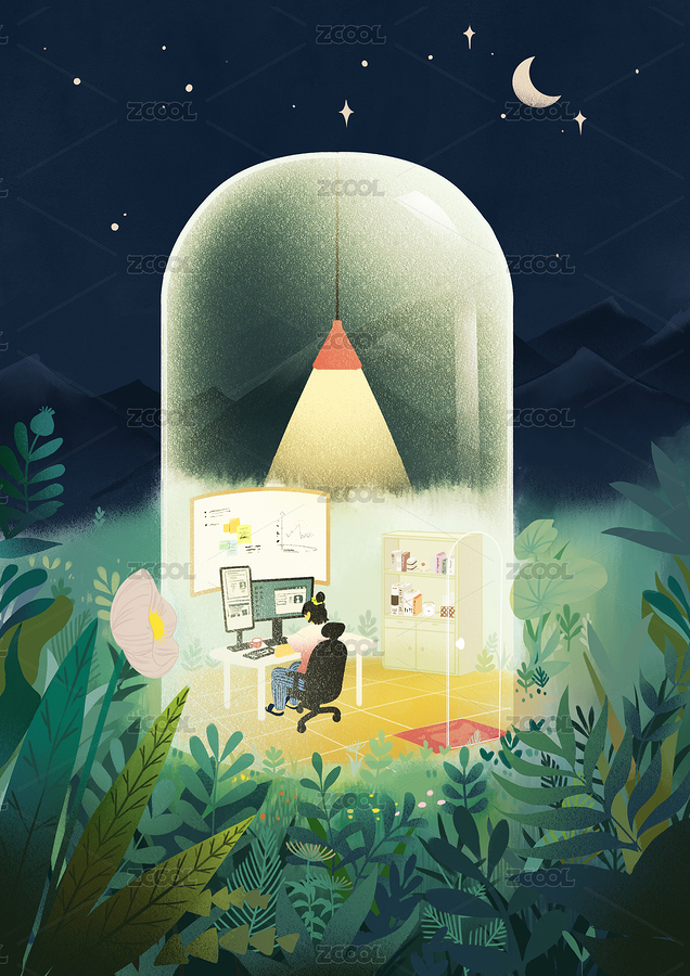 夜晚加班（主预览-7280103） - 未分类 - 站酷设计师一颗鱼仔原创素材 - 站酷ZCOOL