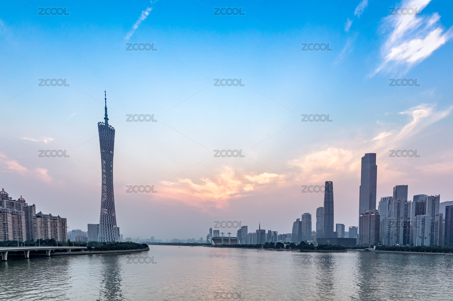 Guangzhou tower Pearl River architectural scenery in China