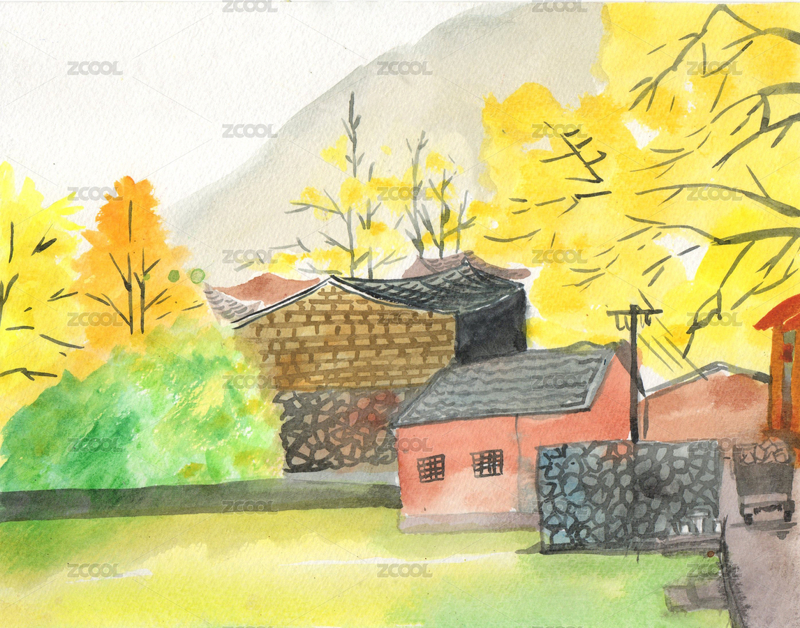 鄉(xiāng)村 村莊 鄉(xiāng)下 農(nóng)村 村子 莊子 秋 季節(jié) 金色 落葉 豐收 金黃（主預(yù)覽-6926216） - 未分類 - 站酷設(shè)計師Houshuo鑠原創(chuàng)素材 - 站酷ZCOOL