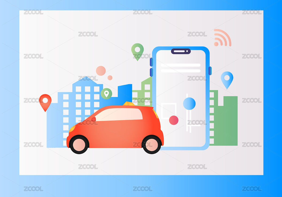智能交通商務(wù)定位出行扁平風(fēng)汽車行駛矢量圖（主預(yù)覽-2261006） - 未分類 - 站酷設(shè)計(jì)師mikaiuu原創(chuàng)素材 - 站酷ZCOOL