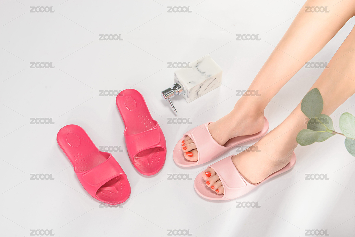 少女穿着粉色家居拖鞋坐在白色的地板上（主预览-7827545） - 未分类 - 站酷设计师forgetsky原创素材 - 站酷ZCOOL