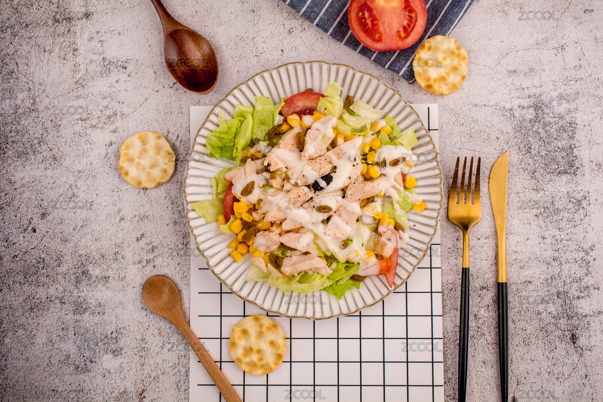 一盤營養(yǎng)健康的火腿沙拉（主預覽-3336025） - 未分類 - 站酷設計師曄希原創(chuàng)素材 - 站酷ZCOOL