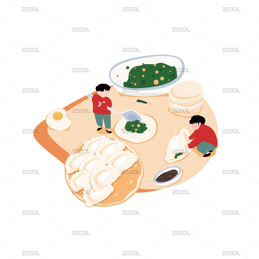 趣味水餃DIY場景矢量插畫設計元素（主預覽-8487749） - 未分類 - 站酷設計師搞設計的李立偉原創(chuàng)素材 - 站酷ZCOOL