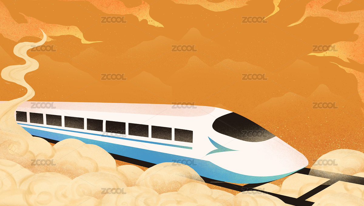 祥云下旅游交通工具高鐵有軌列車動車（主預覽-6178020） - 未分類 - 站酷設計師果粒Life原創(chuàng)素材 - 站酷ZCOOL