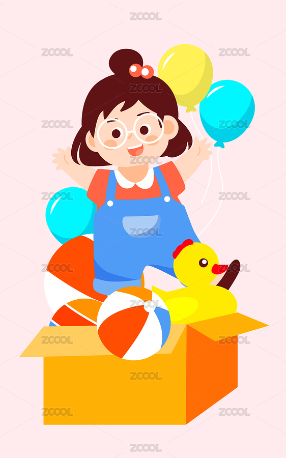 六一儿童节女孩玩玩具插画小孩娱乐活动海报（主预览-2965989） - 未分类 - 站酷设计师晓风月白原创素材 - 站酷ZCOOL
