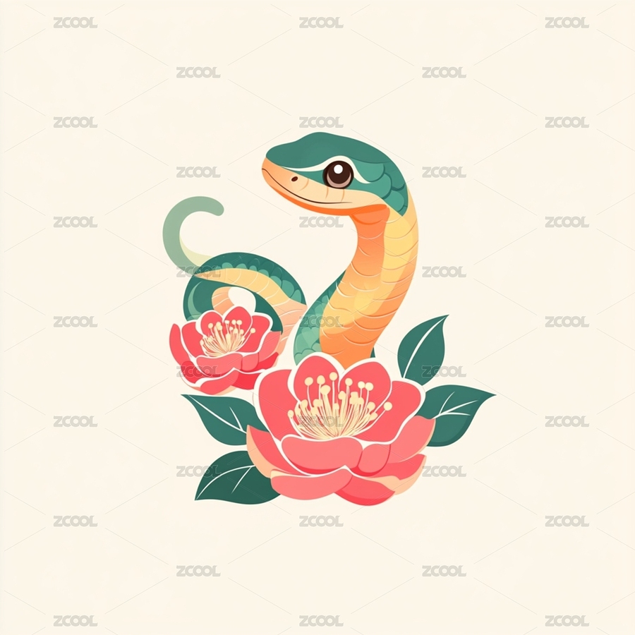 蛇年主题插画艺术剪纸图案logo徽章标志（主预览-8692600） - 未分类 - 站酷设计师耐冬原创素材 - 站酷ZCOOL