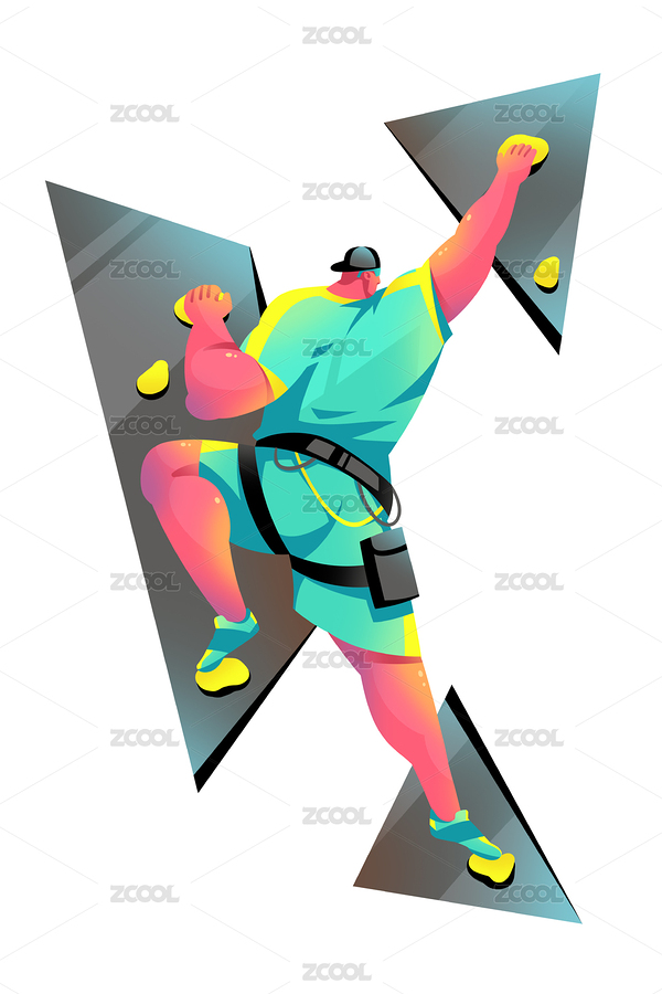 男青年徒手攀岩的插画（主预览-763044） - 未分类 - 站酷设计师乱画的示绮原创素材 - 站酷ZCOOL