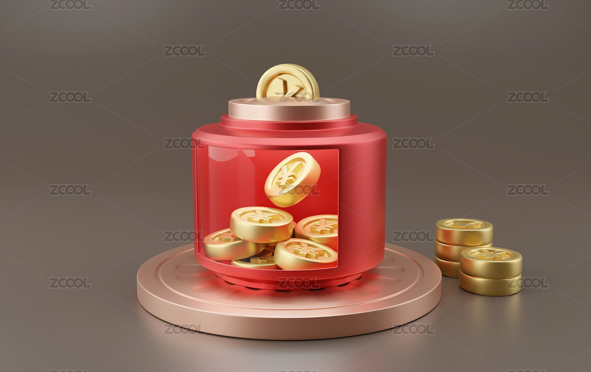 裝有金幣的紅色立體透明玻璃的存錢罐子（主預(yù)覽-7369554） - 未分類 - 站酷設(shè)計師imve原創(chuàng)素材 - 站酷ZCOOL