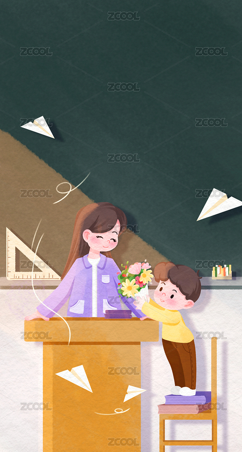 教師節(jié)教室里學(xué)生向老師獻(xiàn)花（主預(yù)覽-6097290） - 未分類 - 站酷設(shè)計(jì)師monster藍(lán)原創(chuàng)素材 - 站酷ZCOOL