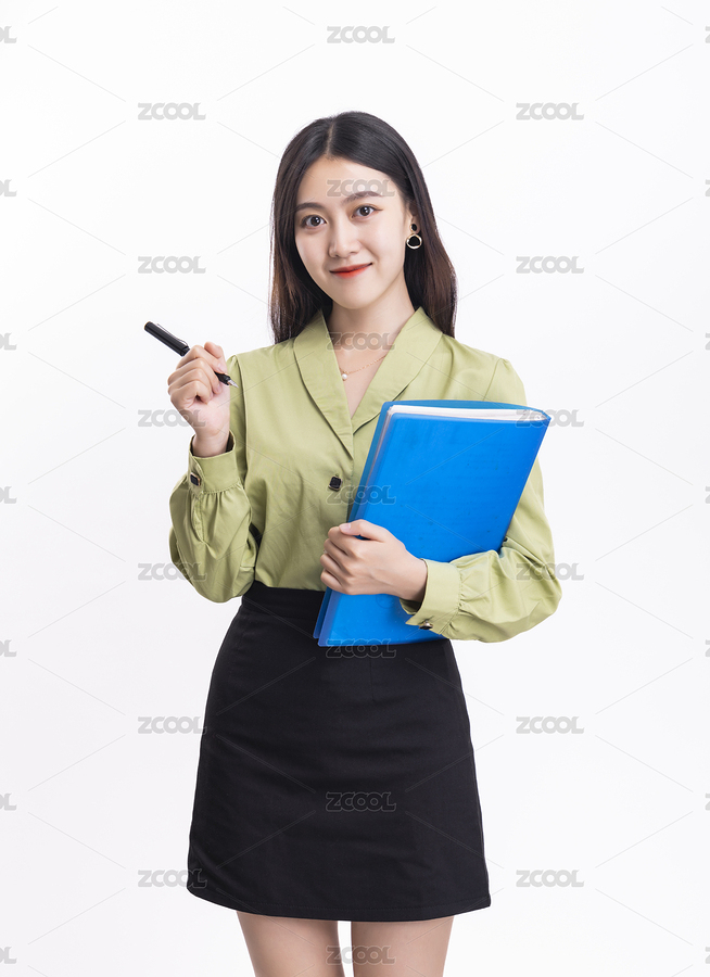 穿著綠色正裝黑色短裙拿著文件夾的職業(yè)女性（主預覽-3999552） - 未分類 - 站酷設計師西木叔叔原創(chuàng)素材 - 站酷ZCOOL