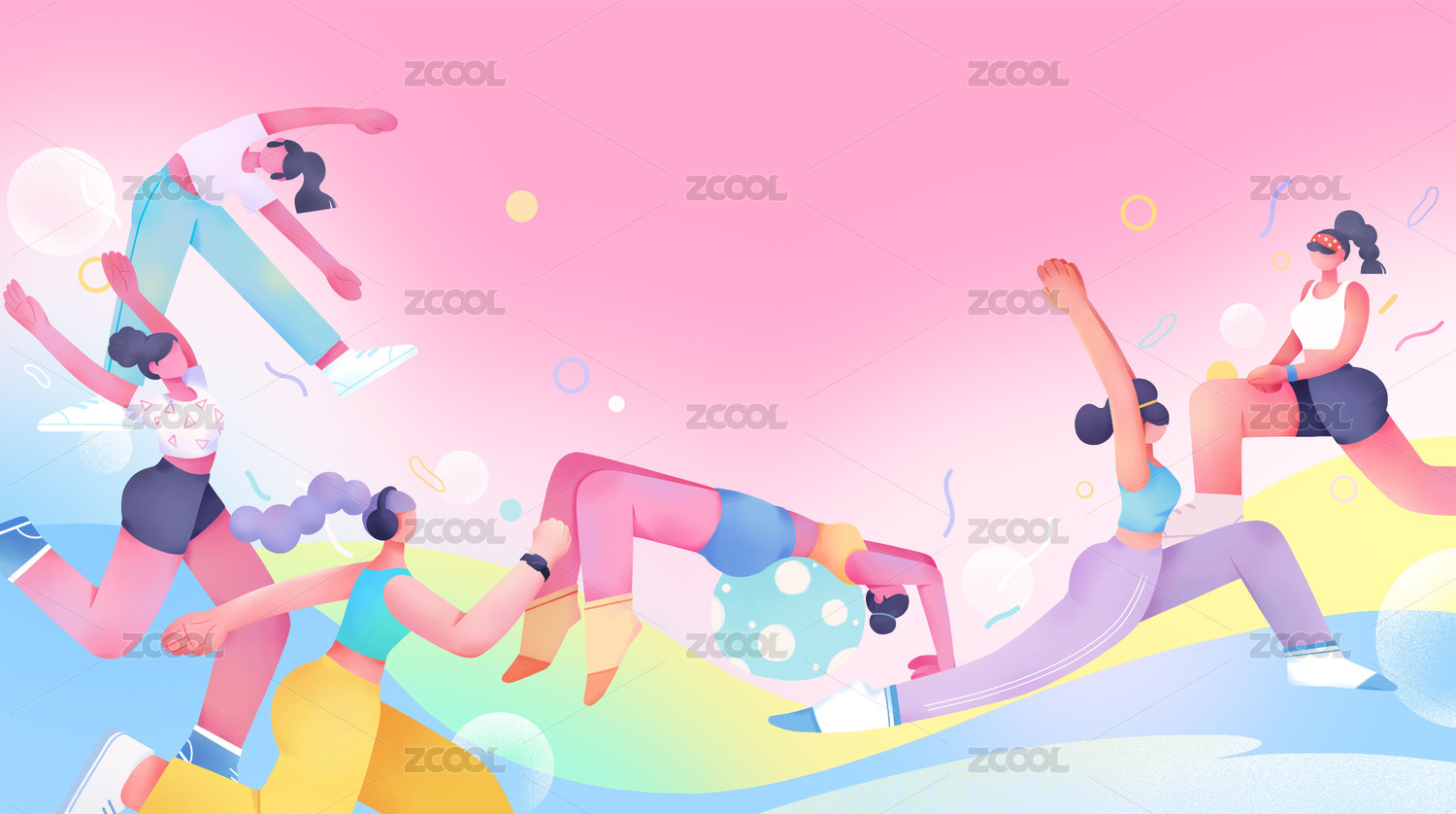 运动风人物插画