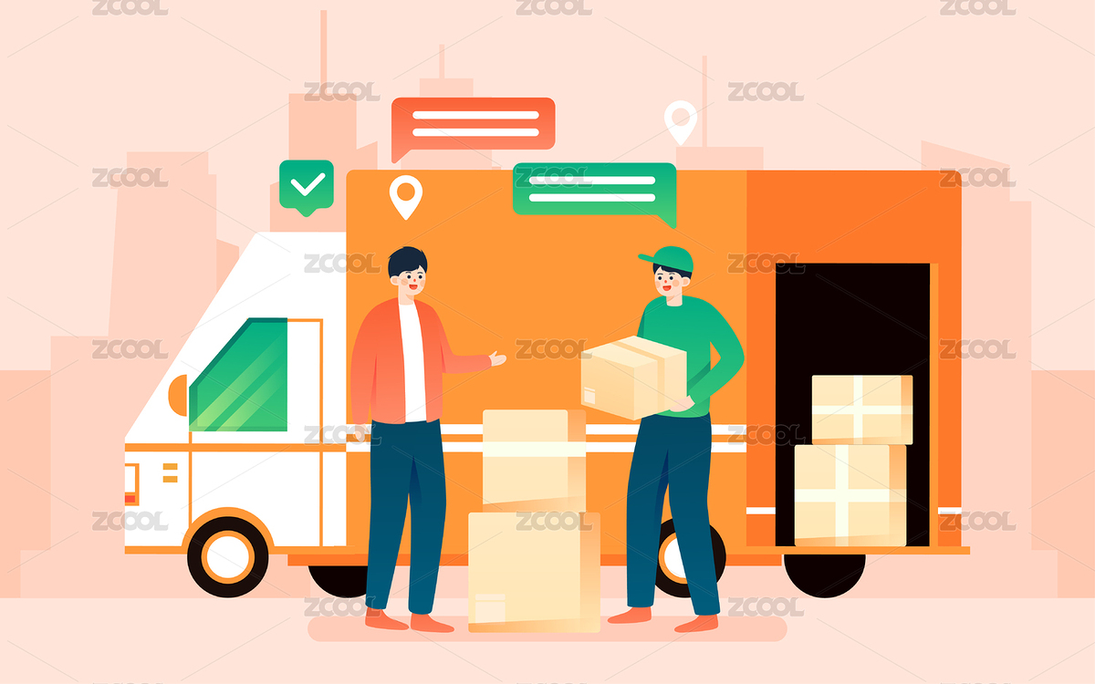 快遞物流包裹簽收人物插畫物流運(yùn)輸活動(dòng)海報(bào)（主預(yù)覽-2370338） - 未分類 - 站酷設(shè)計(jì)師熊伍_原創(chuàng)素材 - 站酷ZCOOL