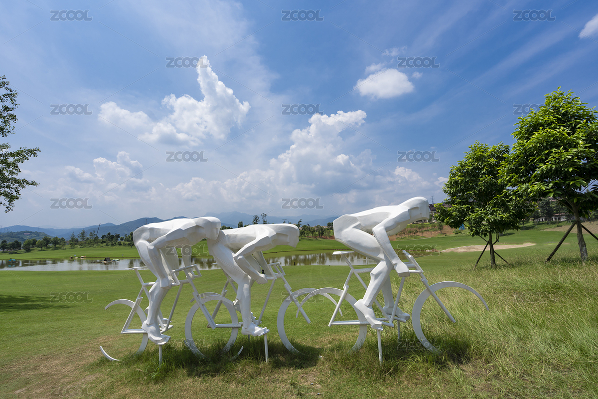 湖畔草地上的一自行车运动雕塑，中国福建龙岩（主预览-4664958） - 未分类 - 站酷设计师只取一瓢原创素材 - 站酷ZCOOL