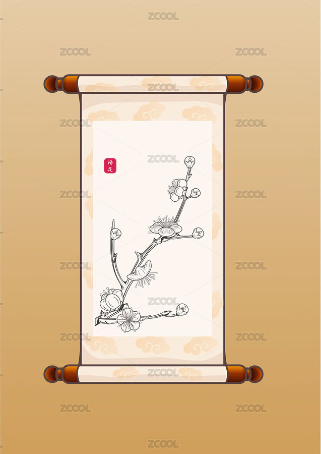 中國(guó)一幅傳統(tǒng)畫梅花（主預(yù)覽-7388207） - 未分類 - 站酷設(shè)計(jì)師天空的雨_99原創(chuàng)素材 - 站酷ZCOOL