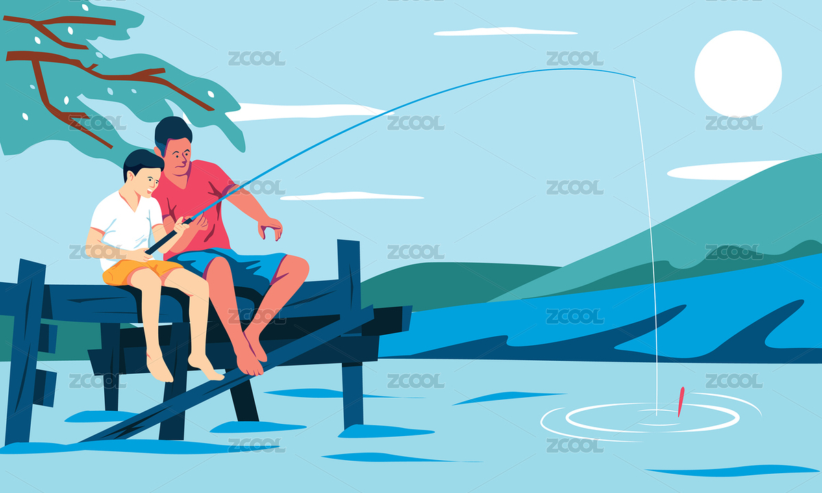 两个人在河边钓鱼矢量扁平插画（主预览-7507030） - 未分类 - 站酷设计师扁豆君Dream原创素材 - 站酷ZCOOL