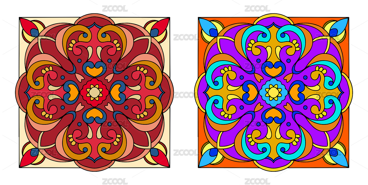 復古曼陀羅花紋矢量背景圖案（主預覽-5828131） - 未分類 - 站酷設計師95R17原創(chuàng)素材 - 站酷ZCOOL