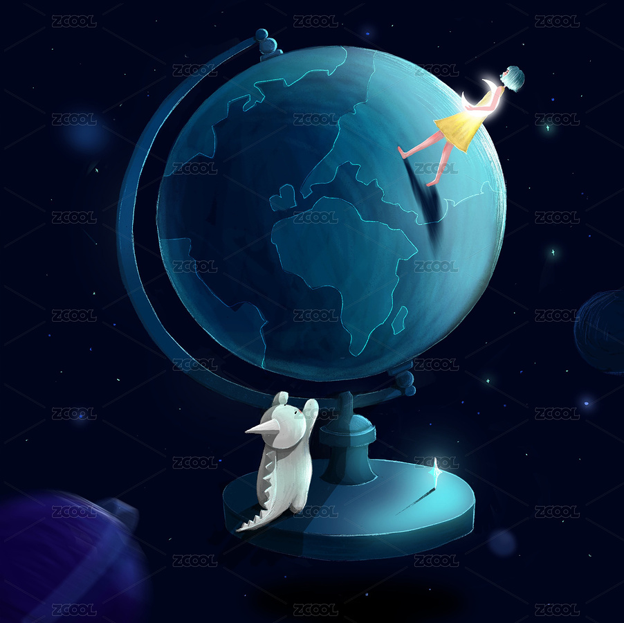 地球仪女孩插画（主预览-6578294） - 未分类 - 站酷设计师全高原创素材 - 站酷ZCOOL