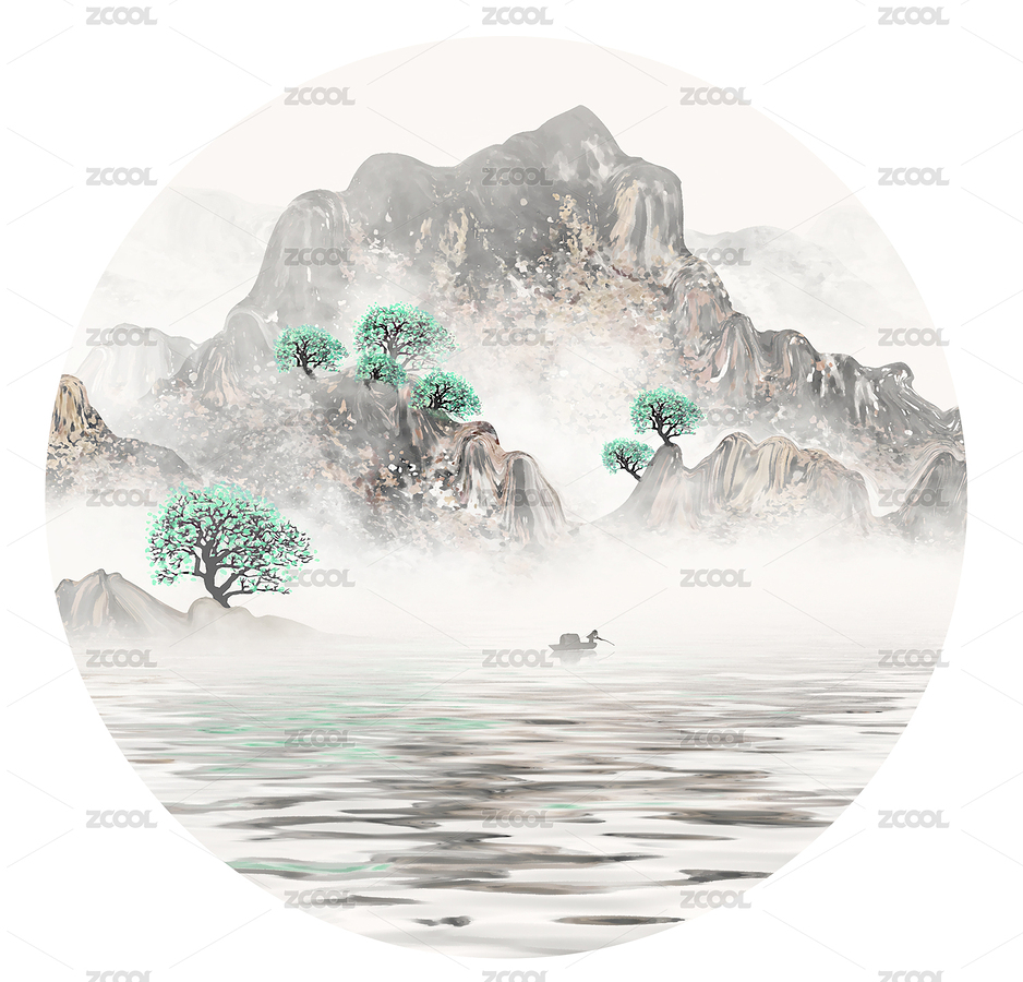 手绘新中式意境水墨山水风景背景画（主预览-3334795） - 未分类 - 站酷设计师心灵艺坊原创素材 - 站酷ZCOOL
