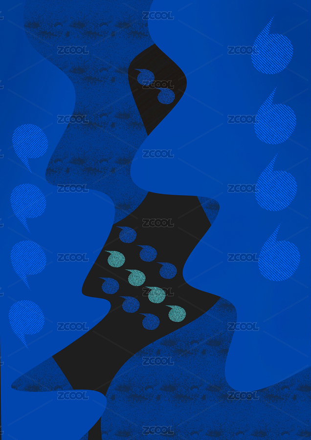 蓝色沉默的声音抽象艺术插画（主预览-3141923） - 未分类 - 站酷设计师神秘小姐原创素材 - 站酷ZCOOL