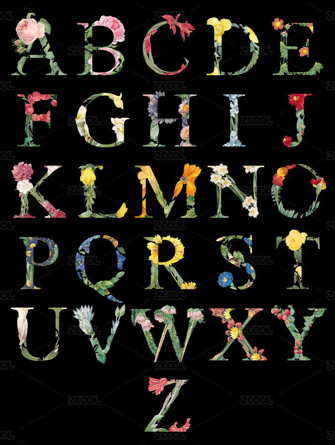 英文字母藝術字字體花卉（主預覽-3763550） - 未分類 - 站酷設計師yLg2142原創(chuàng)素材 - 站酷ZCOOL