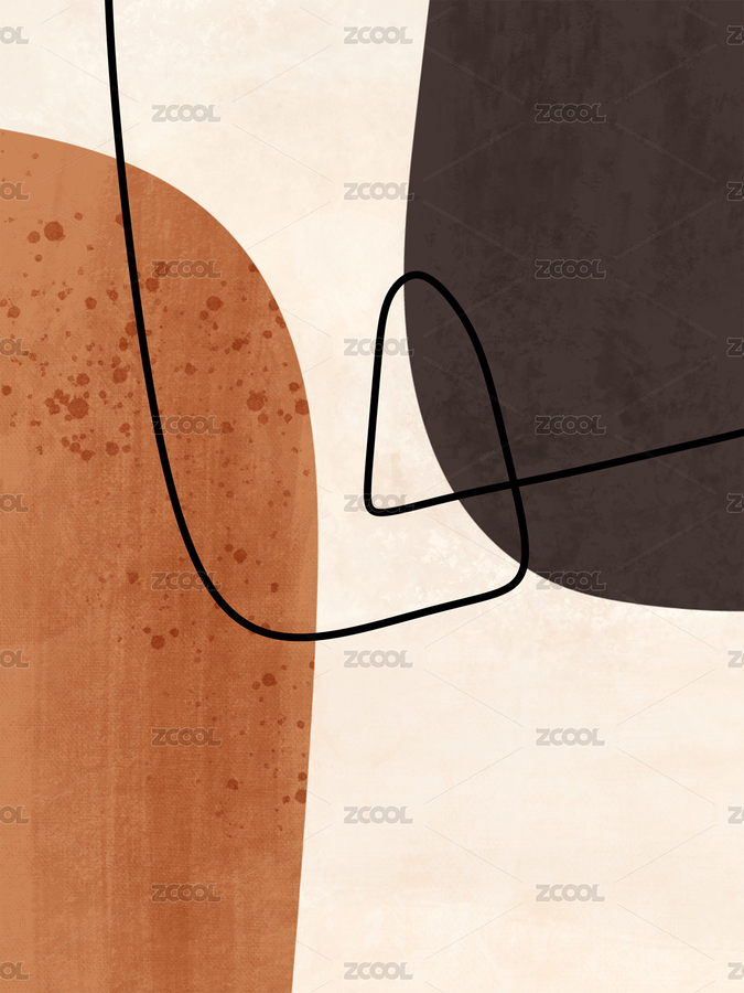 暖橙和深棕色塊之間穿插線條的暖色調(diào)裝飾畫（主預(yù)覽-6191033） - 未分類 - 站酷設(shè)計(jì)師安月白原創(chuàng)素材 - 站酷ZCOOL