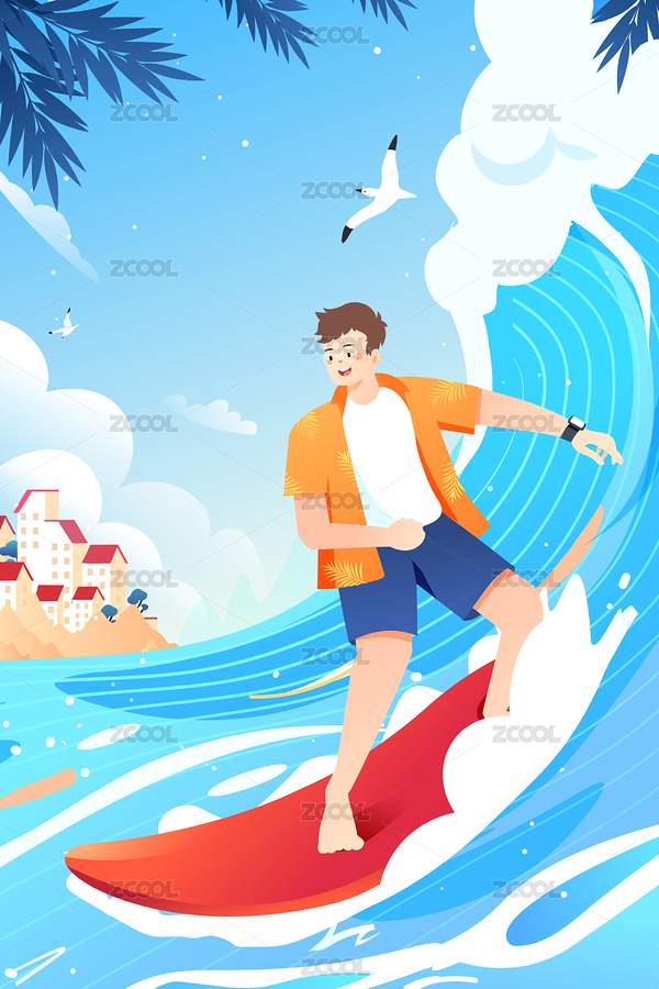 夏季沖浪矢量插畫（主預(yù)覽-8231311） - 未分類 - 站酷設(shè)計(jì)師keeein原創(chuàng)素材 - 站酷ZCOOL