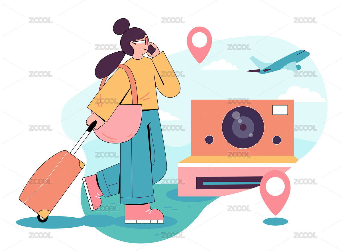 扁平風(fēng)格旅行趕飛機的女子（主預(yù)覽-7721770） - 未分類 - 站酷設(shè)計師麋鹿麋鹿__原創(chuàng)素材 - 站酷ZCOOL
